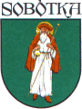 Historyczny herb Sobtki przedstawiajcy posta w. Jakuba Apostoa